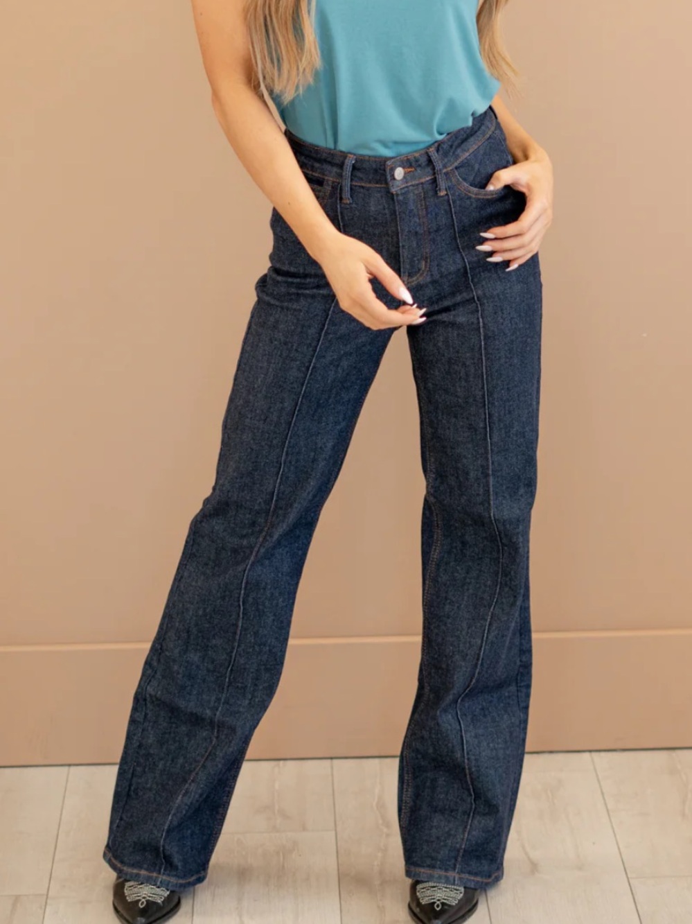 Judy Blue Indigo High-Rise Wide Leg Jeans